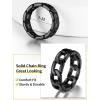 ChainsHouse Stainless Steel Band Cuban Link Ring for Men Women, 6.4MM-7MM Wide, Size 07-14, with Gift Box(E: Black-6.4MM Wide)