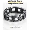 ChainsHouse Stainless Steel Band Cuban Link Ring for Men Women, 6.4MM-7MM Wide, Size 07-14, with Gift Box(G: Vintage Grey-6.4MM Wide)