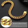 ChainsHouse Stainless Steel Cuban Link Bracelet for Men, 5mm/7mm/9mm/12mm Width, 7.5″/8.3″/9″ Length, Black/18K Gold Plated Chain Wrist Bracelets for Men, with Gift Box(c. 9mm width-gold)