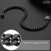 ChainsHouse Stainless Steel Cuban Link Bracelet for Men, 5mm/7mm/9mm/12mm Width, 7.5″/8.3″/9″ Length, Black/18K Gold Plated Chain Wrist Bracelets for Men, with Gift Box(e. 5mm width-black)