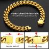 ChainsHouse Stainless Steel Cuban Link Bracelet for Men, 5mm/7mm/9mm/12mm Width, 7.5″/8.3″/9″ Length, Black/18K Gold Plated Chain Wrist Bracelets for Men, with Gift Box(c. 9mm width-gold)