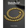 ChainsHouse Stainless Steel Cuban Link Chain Necklace for Men Women, Black/14K Gold Plated Flat Cuban Chain, 4mm/6mm/9mm/13mm Width Hip Hop Jewelry Mens Cuban Chain, 14″-30″ Length-with Gift Box(H: Cuban-Gold-13mm)