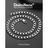 ChainsHouse Stainless Steel Cuban Link Chain Necklace for Men Women, Black/14K Gold Plated Flat Cuban Chain, 4mm/6mm/9mm/13mm Width Hip Hop Jewelry Mens Cuban Chain, 14″-30″ Length-with Gift Box(B: 6mm width-steel)