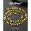 ChainsHouse Stainless Steel Cuban Link Chain Necklace for Men Women, Black/14K Gold Plated Flat Cuban Chain, 4mm/6mm/9mm/13mm Width Hip Hop Jewelry Mens Cuban Chain, 14″-30″ Length-with Gift Box(G: Cuban-Gold-9mm)