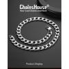 ChainsHouse Stainless Steel Cuban Link Chain Necklace for Men Women, Black/14K Gold Plated Flat Cuban Chain, 4mm/6mm/9mm/13mm Width Hip Hop Jewelry Mens Cuban Chain, 14″-30″ Length-with Gift Box(D: 13mm width-steel)