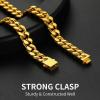 ChainsHouse Stainless Steel Mens Cuban Link Chain, Black/ 18K Gold Plated Miami Cuban Chain Necklace, 5mm/7mm/9mm/12mm/14mm Width, No Tarnish& Durable Hip Hop Mens Jewelry, 18″-30″, Send Gift Box(e. 9mm width-gold)