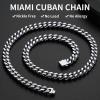 ChainsHouse Stainless Steel Mens Cuban Link Chain, Black/ 18K Gold Plated Miami Cuban Chain Necklace, 5mm/7mm/9mm/12mm/14mm Width, No Tarnish& Durable Hip Hop Mens Jewelry, 18″-30″, Send Gift Box(a. 9mm width-steel)