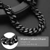 ChainsHouse Stainless Steel Mens Cuban Link Chain, Black/ 18K Gold Plated Miami Cuban Chain Necklace, 5mm/7mm/9mm/12mm/14mm Width, No Tarnish& Durable Hip Hop Mens Jewelry, 18″-30″, Send Gift Box(d. 14mm width-black)