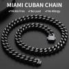 ChainsHouse Stainless Steel Mens Cuban Link Chain, Black/ 18K Gold Plated Miami Cuban Chain Necklace, 5mm/7mm/9mm/12mm/14mm Width, No Tarnish& Durable Hip Hop Mens Jewelry, 18″-30″, Send Gift Box(d. 12mm width-black)