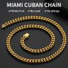 ChainsHouse Stainless Steel Mens Cuban Link Chain, Black/ 18K Gold Plated Miami Cuban Chain Necklace, 5mm/7mm/9mm/12mm/14mm Width, No Tarnish& Durable Hip Hop Mens Jewelry, 18″-30″, Send Gift Box(e. 7mm width-gold)