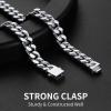 ChainsHouse Stainless Steel Mens Cuban Link Chain, Black/ 18K Gold Plated Miami Cuban Chain Necklace, 5mm/7mm/9mm/12mm/14mm Width, No Tarnish& Durable Hip Hop Mens Jewelry, 18″-30″, Send Gift Box(a. 9mm width-steel)