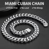 ChainsHouse Stainless Steel Mens Cuban Link Chain, Black/ 18K Gold Plated Miami Cuban Chain Necklace, 5mm/7mm/9mm/12mm/14mm Width, No Tarnish& Durable Hip Hop Mens Jewelry, 18″-30″, Send Gift Box(b. 14mm width-steel)