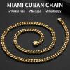 ChainsHouse Stainless Steel Mens Cuban Link Chain, Black/ 18K Gold Plated Miami Cuban Chain Necklace, 5mm/7mm/9mm/12mm/14mm Width, No Tarnish& Durable Hip Hop Mens Jewelry, 18″-30″, Send Gift Box(e. 5mm width-gold)