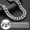 ChainsHouse Stainless Steel Mens Cuban Link Chain, Black/ 18K Gold Plated Miami Cuban Chain Necklace, 5mm/7mm/9mm/12mm/14mm Width, No Tarnish& Durable Hip Hop Mens Jewelry, 18″-30″, Send Gift Box(b. 14mm width-steel)