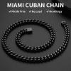 ChainsHouse Stainless Steel Mens Cuban Link Chain, Black/ 18K Gold Plated Miami Cuban Chain Necklace, 5mm/7mm/9mm/12mm/14mm Width, No Tarnish& Durable Hip Hop Mens Jewelry, 18″-30″, Send Gift Box(c. 9mm width-black)