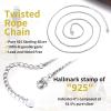ChainsHouse Sterling Silver Necklace, Cuban/Figaro/Twisted Rope/Rolo/Box Chain, No Tarnish Mens Women Jewelry, 14″-30″, Send Gift Box(C-Silver-1.3mm-Twisted Rope)
