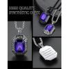 ChainsHouse Viking Rune Pendant Necklace for Men Women, Punk Biker Black Metal/316L Stainless Steel Onyx Norse Vintage Amulet Necklaces with Black/Red/Green/Blue Gemstone, Send Gift Box(K: Steel-Blue Stone-Custom)