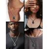 ChainsHouse Viking Rune Pendant Necklace for Men Women, Punk Biker Black Metal/316L Stainless Steel Onyx Norse Vintage Amulet Necklaces with Black/Red/Green/Blue Gemstone, Send Gift Box(N: Black-Black Stone-Custom)