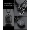 ChainsHouse Viking Rune Pendant Necklace for Men Women, Punk Biker Black Metal/316L Stainless Steel Onyx Norse Vintage Amulet Necklaces with Black/Red/Green/Blue Gemstone, Send Gift Box(N: Black-Black Stone-Custom)