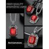 ChainsHouse Viking Rune Pendant Necklace for Men Women, Punk Biker Black Metal/316L Stainless Steel Onyx Norse Vintage Amulet Necklaces with Black/Red/Green/Blue Gemstone, Send Gift Box(C: Stainless Steel-Red Stone)