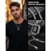 ChainsHouse Viking Rune Pendant Necklace for Men Women, Punk Biker Black Metal/316L Stainless Steel Onyx Norse Vintage Amulet Necklaces with Black/Red/Green/Blue Gemstone, Send Gift Box(L: Steel-Black Stone-Custom)