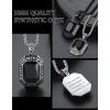 ChainsHouse Viking Rune Pendant Necklace for Men Women, Punk Biker Black Metal/316L Stainless Steel Onyx Norse Vintage Amulet Necklaces with Black/Red/Green/Blue Gemstone, Send Gift Box(L: Steel-Black Stone-Custom)