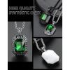 ChainsHouse Viking Rune Pendant Necklace for Men Women, Punk Biker Black Metal/316L Stainless Steel Onyx Norse Vintage Amulet Necklaces with Black/Red/Green/Blue Gemstone, Send Gift Box(D: Stainless Steel-Green Stone)
