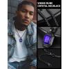 ChainsHouse Viking Rune Pendant Necklace for Men Women, Punk Biker Black Metal/316L Stainless Steel Onyx Norse Vintage Amulet Necklaces with Black/Red/Green/Blue Gemstone, Send Gift Box(P: Black-Blue Stone-Custom)