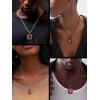 ChainsHouse Viking Rune Pendant Necklace for Men Women, Punk Biker Black Metal/316L Stainless Steel Onyx Norse Vintage Amulet Necklaces with Black/Red/Green/Blue Gemstone, Send Gift Box(E: Cool Black-Red Stone)