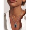 ChainsHouse Viking Rune Pendant Necklace for Men Women, Punk Biker Black Metal/316L Stainless Steel Onyx Norse Vintage Amulet Necklaces with Black/Red/Green/Blue Gemstone, Send Gift Box(A: Stainless Steel-Black Stone)