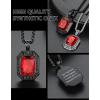 ChainsHouse Viking Rune Pendant Necklace for Men Women, Punk Biker Black Metal/316L Stainless Steel Onyx Norse Vintage Amulet Necklaces with Black/Red/Green/Blue Gemstone, Send Gift Box(M: Black-Red Stone-Custom)
