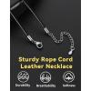 ChainsHouse Waterproof Braided Black Leather Necklace Cord with Clasp, Men Women DIY Rope Chain for Pendant, Customize Available, 1.5/2/3mm Width, 16/18/20/22/24/26/28/30″ Length (with Gift Box)(d. Black 2MM Wide-Stainless Steel Clasp)