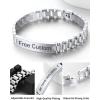 ChainsHouse Wristband ID Bracelets for Men, Stainless Steel/18K Gold/Black Metal Plated, Personalized Engrave Chunky Bracelet Bangle, with Removal Tool, 15MM/15.5MM Width, 8.27-8.66 Inch Length(j. 10mm width-Steel-Custom)