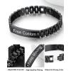 ChainsHouse Wristband ID Bracelets for Men, Stainless Steel/18K Gold/Black Metal Plated, Personalized Engrave Chunky Bracelet Bangle, with Removal Tool, 15MM/15.5MM Width, 8.27-8.66 Inch Length(k. 10mm width-Black-Custom)