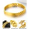 ChainsHouse Wristband ID Bracelets for Men, Stainless Steel/18K Gold/Black Metal Plated, Personalized Engrave Chunky Bracelet Bangle, with Removal Tool, 15MM/15.5MM Width, 8.27-8.66 Inch Length(g. 10mm width-Gold)
