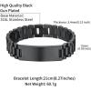 ChainsHouse Wristband ID Bracelets for Men, Stainless Steel/18K Gold/Black Metal Plated, Personalized Engrave Chunky Bracelet Bangle, with Removal Tool, 15MM/15.5MM Width, 8.27-8.66 Inch Length(e. 15mm width-Black)