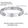 ChainsHouse Wristband ID Bracelets for Men, Stainless Steel/18K Gold/Black Metal Plated, Personalized Engrave Chunky Bracelet Bangle, with Removal Tool, 15MM/15.5MM Width, 8.27-8.66 Inch Length(a. 10mm width-Steel)