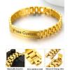 ChainsHouse Wristband ID Bracelets for Men, Stainless Steel/18K Gold/Black Metal Plated, Personalized Engrave Chunky Bracelet Bangle, with Removal Tool, 15MM/15.5MM Width, 8.27-8.66 Inch Length(l. 10mm width-Gold-Custom)