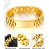 ChainsHouse Wristband ID Bracelets for Men, Stainless Steel/18K Gold/Black Metal Plated, Personalized Engrave Chunky Bracelet Bangle, with Removal Tool, 15MM/15.5MM Width, 8.27-8.66 Inch Length(h. 15mm width-Gold)