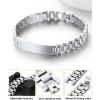 ChainsHouse Wristband ID Bracelets for Men, Stainless Steel/18K Gold/Black Metal Plated, Personalized Engrave Chunky Bracelet Bangle, with Removal Tool, 15MM/15.5MM Width, 8.27-8.66 Inch Length(a. 10mm width-Steel)