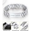 ChainsHouse Wristband ID Bracelets for Men, Stainless Steel/18K Gold/Black Metal Plated, Personalized Engrave Chunky Bracelet Bangle, with Removal Tool, 15MM/15.5MM Width, 8.27-8.66 Inch Length(m. 15mm width-Steel-Text Custom)