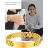 ChainsHouse Wristband ID Bracelets for Men, Stainless Steel/18K Gold/Black Metal Plated, Personalized Engrave Chunky Bracelet Bangle, with Removal Tool, 15MM/15.5MM Width, 8.27-8.66 Inch Length(g. 10mm width-Gold)