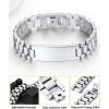 ChainsHouse Wristband ID Bracelets for Men, Stainless Steel/18K Gold/Black Metal Plated, Personalized Engrave Chunky Bracelet Bangle, with Removal Tool, 15MM/15.5MM Width, 8.27-8.66 Inch Length(b. 15mm width-Steel)