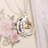 ORANGELOVE 18K White Gold Plated Mom I Love You To The Moon And Back Engraved Hypoallergenic Pendent Necklace Gift for Women