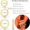 ORANGELOVE 3 Pairs 14K Gold Plated Huggie Hoop Earrings Set for Women or Men Lightweight Hypoallergenic Small Hoop Earring Pack Multiple Piercing Stacks Cartilage Piercing Jewelry(Clear CZ-Gold-8/10/12mm)