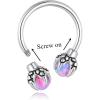 ORANGELOVE 316L Surgical Steel Dragon Claw Septum Ring Amethyst/Opal Hoop Nose Ring Piercing Septum Jewelry Ear Cartilage Daith Conch Helix Earring Lip Ring 16G 8mm 10mm(Purple Opal/16G 10mm/Silver)