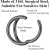 ORANGELOVE Double Hoop Nose Ring 18G 16G 316L Surgical Steel Cartilage Earring Septum Jewelry Seamless Hinged Clicker Segment Ring Conch Daith Tragus Helix Rook Piercing Earring Lip Ring(1pc/20G/Diameter:6mm/Black)