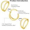 ORANGELOVE Double Hoop Nose Ring 18G 16G 316L Surgical Steel Cartilage Earring Septum Jewelry Seamless Hinged Clicker Segment Ring Conch Daith Tragus Helix Rook Piercing Earring Lip Ring(2pcs/20G/Diameter:10mm/Gold)
