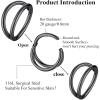 ORANGELOVE Double Hoop Nose Ring 18G 16G 316L Surgical Steel Cartilage Earring Septum Jewelry Seamless Hinged Clicker Segment Ring Conch Daith Tragus Helix Rook Piercing Earring Lip Ring(2pcs/20G/Diameter:8mm/Black)