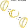ORANGELOVE Double Open Stack CZ Nose Ring Hoop 316L Surgical Steel Helix Rook Conch Cartilage Daith Tragus Earrings Hinged Segment Nostril Piercing Septum Clicker 20G 18G 16G Lip Ring(1pc/20G 12mm Gold/Clear CZ)